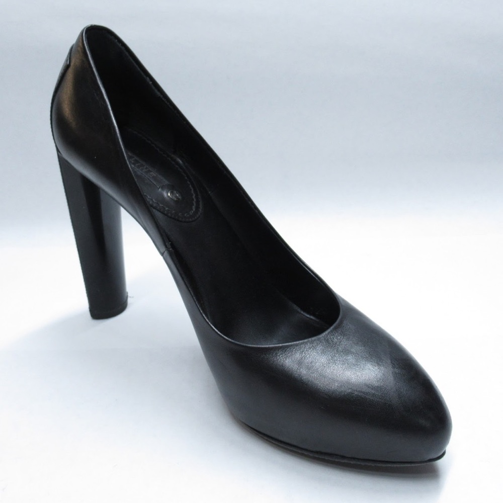 auth CÈLINE size 40 black calfskin platform PUMPS - Picture 1 of 8